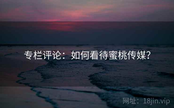 专栏评论：如何看待蜜桃传媒？