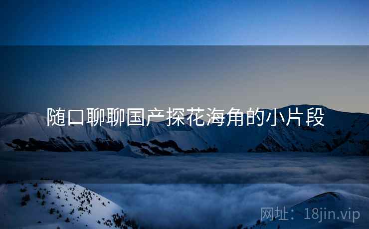 随口聊聊国产探花海角的小片段